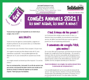 Lire la suite à propos de l’article Tract CHU Congés annuels 2021