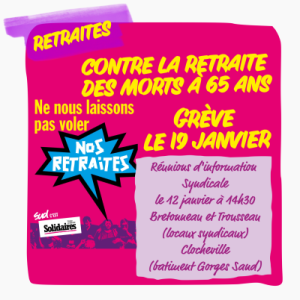 Lire la suite à propos de l’article AG au CHU de Tours le 12 janvier, préparons la grève du 19 janvier